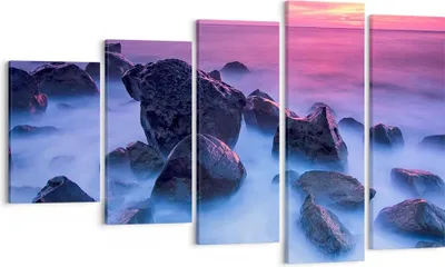 Produktbild von Bild auf Leinwand - Leinwandbild - Strand ufer wolken dämmerung - 100x60cm - Wand Bild - Wanddeko - Leinwanddruck - Bilder - Kunstdruck - Wanddekoration - Leinwand bilder - Wandkunst - EG100x60-2409