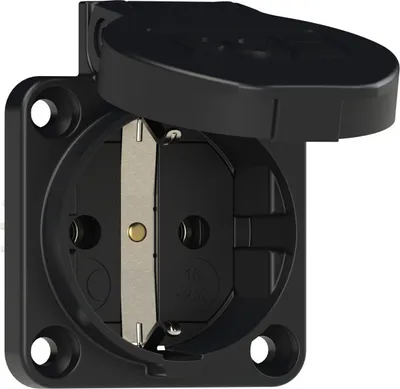 Produktbild von CEE Schutzkontakt Anbausteckdose schwarz 16A 250V IP54 PCE 105-0s