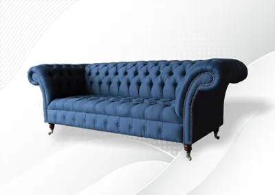 Produktbild von Chesterfield 3 Sitzer Stoff Blau Wohnzimmer Design Couchen Polster Sofa Sofas