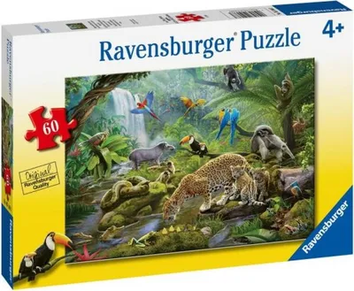 Obrázek produktu pro Ravensburger Rainforest Animals, 60 kusů, Zvířata, 4 rok/roky
