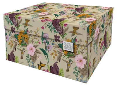 Aufbewahrungsbox L, botanisch, FSC-Karton, 38,9x31,3x20,6 cm