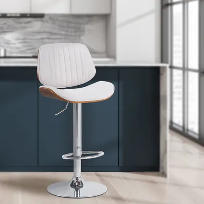Produktbild von Barhocker HLO-CP309 Stoff chrom  walnuss/creme