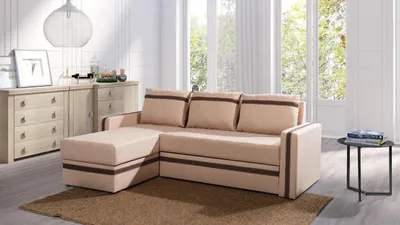Zdjęcie produktu dla Narożnik EUFORIA Do Salonu Pokoju Funkcja Spania Pojemnik Beżowy