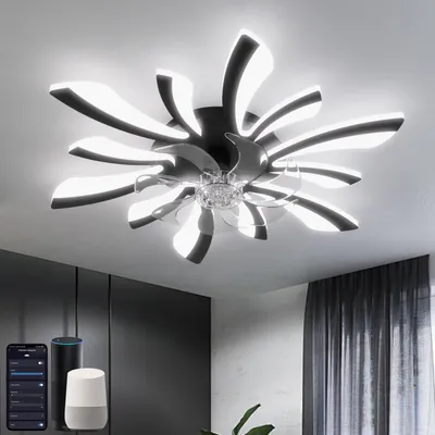 Image de Ventilateur de plafond intelligent YUNLONG HLF-002 avec lampe Wi-Fi, noir