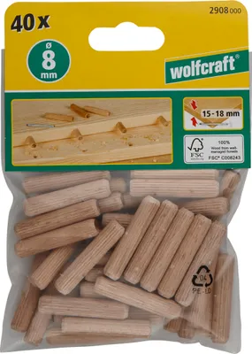 Zdjęcie produktu dla wolfcraft GmbH 2908000, Okrągły, Buk, 8 mm, 4 cm