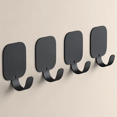 Produktbild von doporro Klebehaken extra stark aus Aluminium, Haken selbstklebend, Wandhaken ohne Bohren, Handtuchhaken für Bad und Küche, 4 Stück, Schwarz, Stalo-15