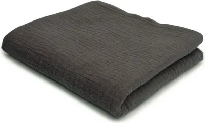 Image de Tissu en mousseline de coton Double Gauze, double gaze gris foncé 50 x 130 cm