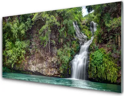 Produktbild von Acrylglasbilder 100x50 Wandbild Druck Wasserfall Fels Natur