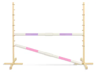 Immagine prodotto di Ostacolo da salto per Hobby Horse 160 cm, altezza 120 cm, due travi - viola chiaro e rosa chiaro