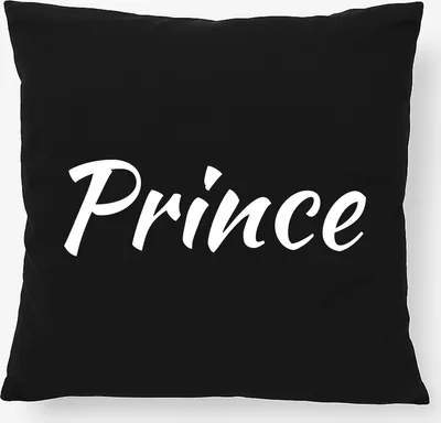 Produktbild von Huuraa Kissen Prince Schriftzug 40x40cm mit Füllung Black Baumwolle Dekokissen Geschenkidee