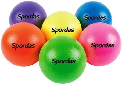 Immagine prodotto di Set di palline in schiuma Spordas neon - 6 pezzi da 16 cm per interni ed esterni