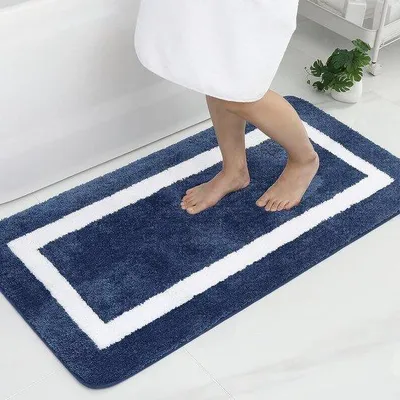 Productafbeelding van DigiRigi® Badmat – Badmat van zachte microvezel, met een hoge pool, antislip, wasbaar, 60 x 120 cm, marineblauw