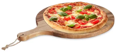 Runde Pizzaplatte aus Akazienholz Ø 35,5 cm mit Griff