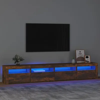 Image de vidaXL Armoire TV avec lampes LED chêne fumé 240x35x40 cm