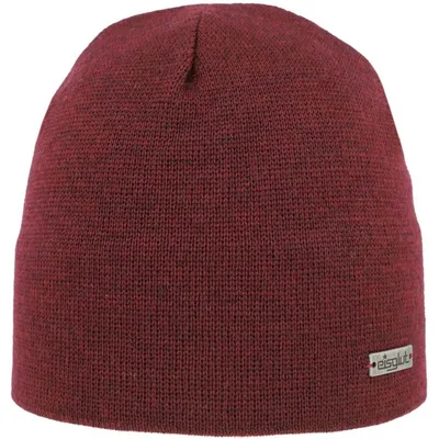 Eisglut dünne Strickmütze Primog Merino 100% Wolle in rot