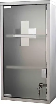 Produktbild von Homcom HOMdotCOM Medizinschrank Hängeschrank Edelstahl mit 2 Einlegeböden + Sicherheitstür aus Glas abschließbar 48 cm