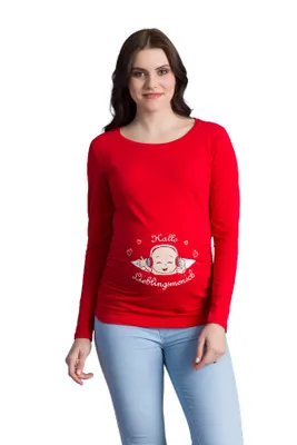 Produktbild von Umstandsshirt Langarm Hallo Lieblingsmensch mit Motiv Schwangerschaft M.M.C.