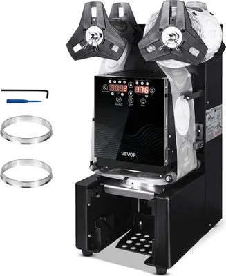 Produktbild von VEVOR Becherversiegelungsmaschine, 500–650 Tassen/h, Verschließmaschine für 190 mm hohe & 90/95 mm große Tassen, Elektrischer Boba-Tee-Versiegeler mit  LCD-Bedienfeld für Bubble Milk Tea Coffee