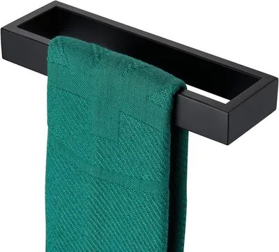 Image de Porte-serviettes de salle de bain en acier inoxydable, noir, pour la cuisine et la salle de bain