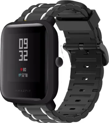 Produktbild von Strap-it Xiaomi Amazfit Bip Sport Schnallenarmband (Schwarz/Weiß)