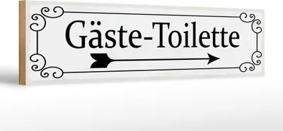 Produktbild von Holzschild Gäste – Toilette rechts Pfeil, 46 x 10 cm, Holzschilder Spruch Wegweiser Wc Bad