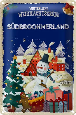 Produktbild von Blechschild Weihnachtsgrüße aus SÜDBROOKMERLAND 40x30cm