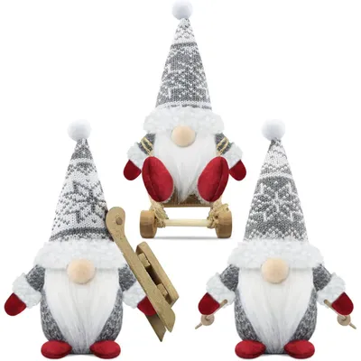 Immagine prodotto di Set di 3 figure natalizie, colore grigio, decorazioni natalizie, accessori decorativi