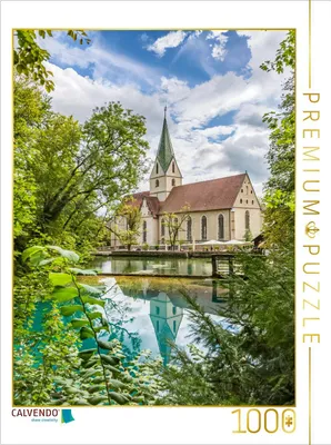 Produktbild von CALVENDO Puzzle Kloster Blaubeuren mit Blautopf | 1000 Teile Lege-Größe 64x48cm Foto-Puzzle für glückliche Stunden