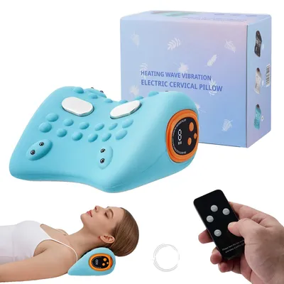 Image de Appareil de massage pour le cou, technologie EMS, réglages de chaleur et de vibration, couleur bleue