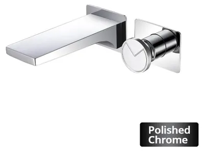 Produktbild von Badarmatur - Wandmontierte Waschbeckenarmatur - Unterputz Mischbatterie für Warm- und Kaltwasser - Einhebel - Messing - Keramikkartusche - Poliertes Chrom