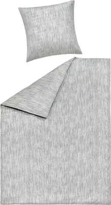 Produktbild von Satin-Bettwäsche - 135 x 200 cm - Weiß - Grau - Baumwolle - mit Reißverschluss