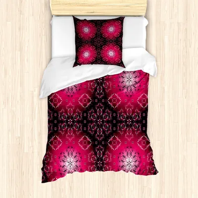 Produktbild von ABAKUHAUS lila Mandala Mantele, Ethnisch, Milbensicher Allergiker geeignet mit Kissenbezügen, 135 cm x 200 cm - 80 x 80 cm, Maroon Pink