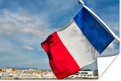 Produktbild von MuchoWow® Poster Französische Flagge mit Blick auf Cannes 60x40 cm - Schlafzimmerdekoration