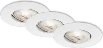 Image de Lampe LED encastrée BRILONER LEUCHTEN KULANA, 5 W, 460 lm, IP23, blanc, plastique, set de 3, Ø 9 cm