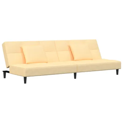 Produktbild von vidaXL Schlafsofa 2-Sitzer mit 2 Kissen Creme Samt