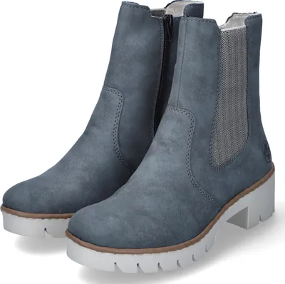 Produktbild von Rieker Damen Stiefeletten/ Chelsea Boots Blau Kunstleder Größe: 42