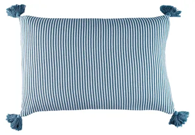 Produktbild von Gestreiftes Kissen mit Pompons