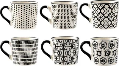 Image de Lot de 6 tasses à café en grès, 220 ml