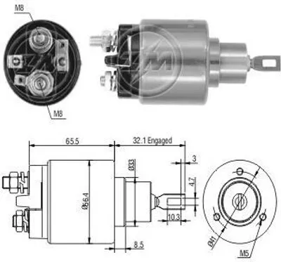 Produktbild von ERA ZM573 - OE 026 911 287 Magnetschalter, Anlasser für T4, Jetta II (165, 19E, 1G2)