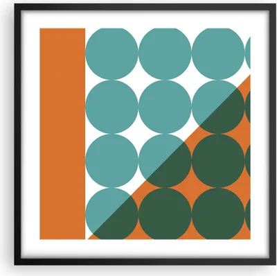 Produktbild von Gerahmtes Poster - Schwarzer Rahmen - Koliken Türkis Orange - 50x50 cm - Wand Bild - Wanddeko - Wandbilder - Kunstposter - Wandposter - Bilderrahmen - Bilder - Kunstdruck - P2BAC50x50-4606