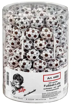 Obrázek produktu pro Küfa fotbalové lízátko černé červené zlaté jednotlivě balené 100 ks 1650g
