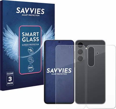 Produktbild von 3x Savvies Schutzglas Folie für Samsung Galaxy S25 FE (Display+Rückseite) 9H Panzer Schutzfolie Glas Displayschutz klar transparent