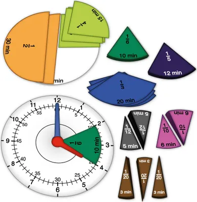 Produktbild von TimeTEX Zeit- und Bruchrechen-Uhr magnetisch, 67-tlg.