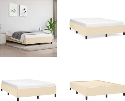 Image de vidaXL Cadre de lit Crème 140x190 cm Tissu - Cadre de lit - Cadre de lit - Lit