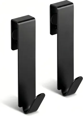 Produktbild von PolkaHome® 2er Set Handtuchhaken für Duschwand, Edelstahl, Schwarz, ohne Bohren, Über-Glas-Haken für Handtücher & Duschwand