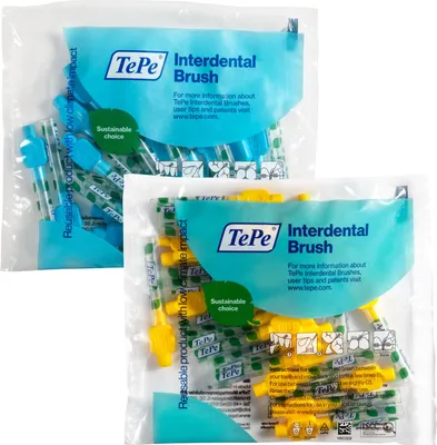 Produktbild von 40 Stück TePe Interdentalbürsten Original, Blau/Gelb