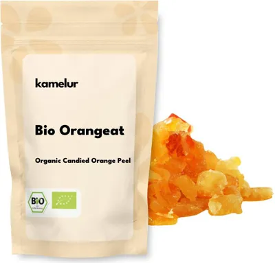 Produktbild von Kamelur BIO Orangeat- Würfel 250g, kandierte Orangenschalen