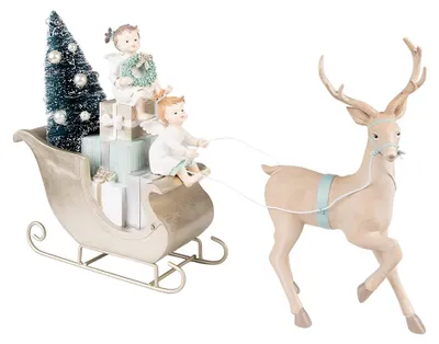 Obrázok produktu pre Clayre & Eef Figúrka jeleňa 26 cm béžovo zelená plastová