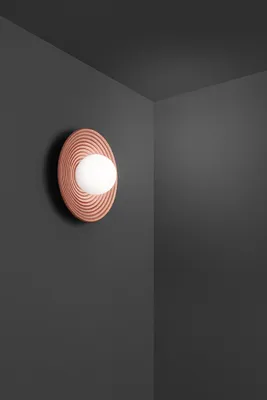 Produktbild von Wandleuchte aus Metall und Terrakotta-Beton - Wandleuchte mit mundgeblasenem Glasdiffusor - Kollektion 10S48416 E - D. 28,5 cm - Perenz