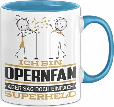 Produktbild von Opernfan Geschenk Tasse Ich Bin Opernfan Aber Sag Doch Einfach Superheld Lustige Geschenkdiee für Opernfan Kaffee-Becher (Blau)